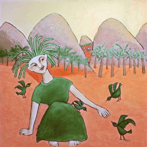 Peinture intitulée "The Girl & The Land…" par Sambuddha Duttagupta, Œuvre d'art originale, Acrylique