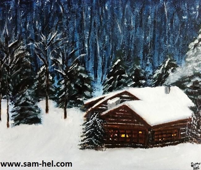 Peinture intitulée "Le Chalet" par Sam Hel, Œuvre d'art originale