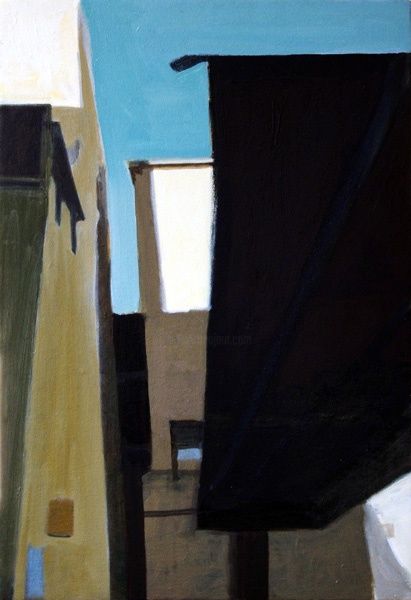 Painting titled "Alleyway No8" by Samuel Hughes, Original Artwork, Oil