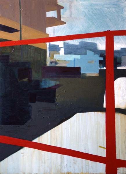 Schilderij getiteld "Sidealley No3" door Samuel Hughes, Origineel Kunstwerk, Olie