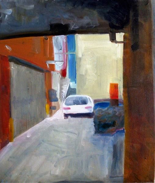 Peinture intitulée "Alleyway_No4" par Samuel Hughes, Œuvre d'art originale, Huile