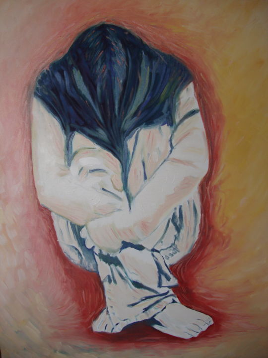 Painting titled "HOMMAGE AUX VICTIMES" by Guidjali, Original Artwork, Oil