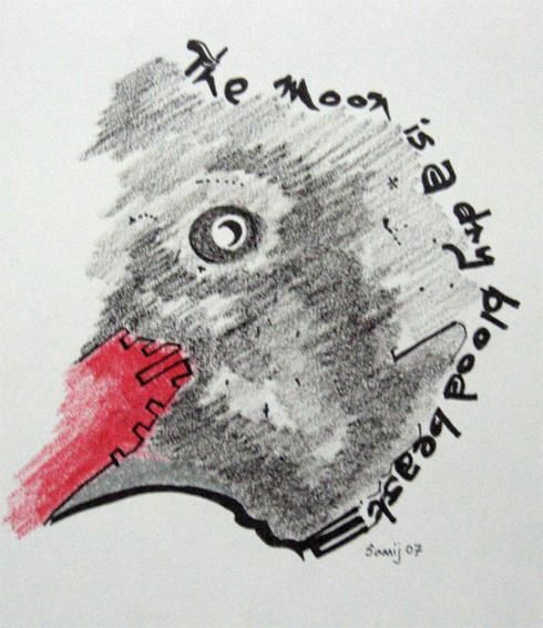 Malerei mit dem Titel "Blood on the Moon" von Samij Datta, Original-Kunstwerk