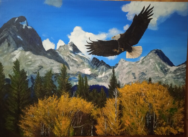 Pintura titulada "орёл в полёте" por Shamil Pochtarev, Obra de arte original, Acrílico