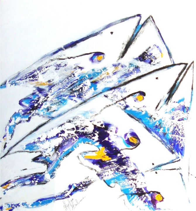 Peinture intitulée "salmi-fonds-blancs" par Sea'S Artist, Œuvre d'art originale, Acrylique