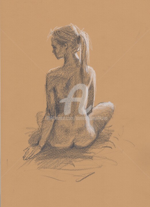 Dibujo titulada "Nude Erotic Art" por Samira Yanushkova, Obra de arte original, Grafito