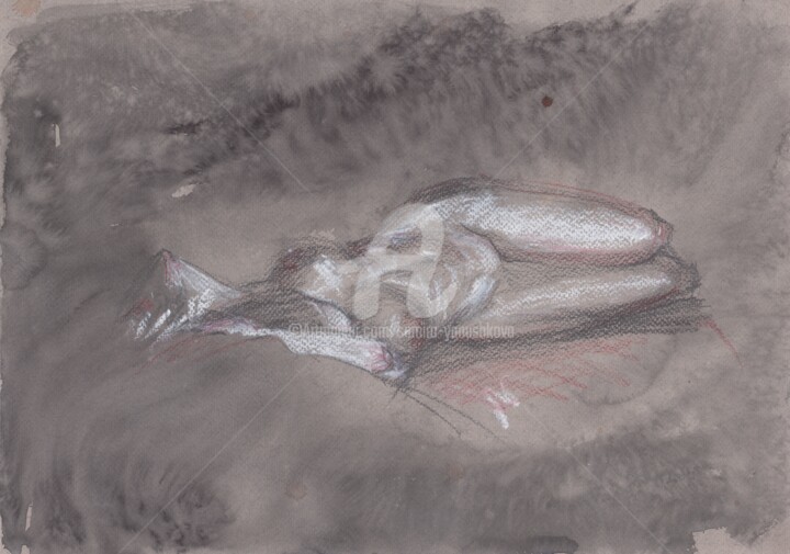 Drawing titled "Erotic art of naked…" by Samira Yanushkova, Original Artwork, Pencil