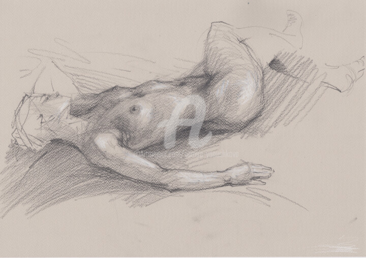 「Nude Erotic Art Dra…」というタイトルの描画 Samira Yanushkovaによって, オリジナルのアートワーク, 木炭