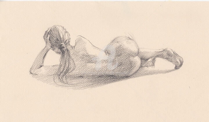 Σχέδιο με τίτλο "Nude art sketch of…" από Samira Yanushkova, Αυθεντικά έργα τέχνης, Γραφίτης