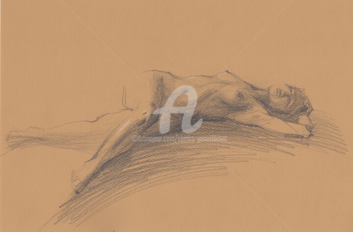 Drawing titled "Nude art #41" by Samira Yanushkova, Original Artwork, Pencil