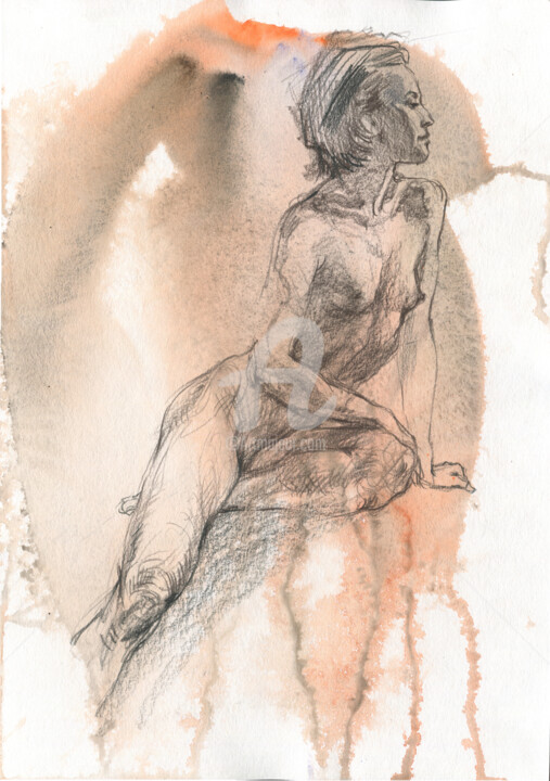 Drawing titled "Beauty in Motion" by Samira Yanushkova, Original Artwork, Pencil
