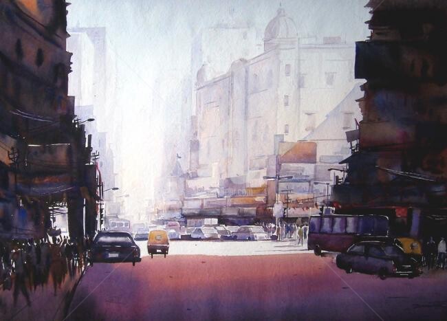 Pintura titulada "Early Morning at St…" por Samiran Sarkar, Obra de arte original, Oleo