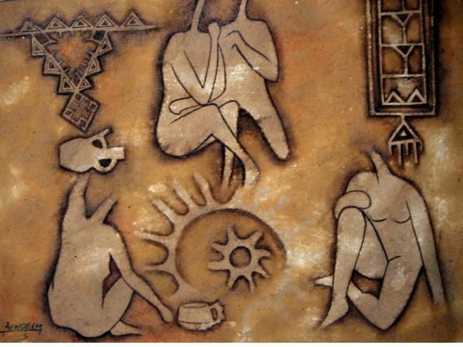 Peinture intitulée "chuchotement" par Samir Bensalem, Œuvre d'art originale,