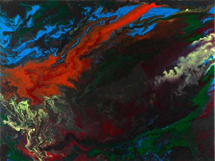 Pittura intitolato ""Jungle Fire"" da Sami, Opera d'arte originale, Acrilico