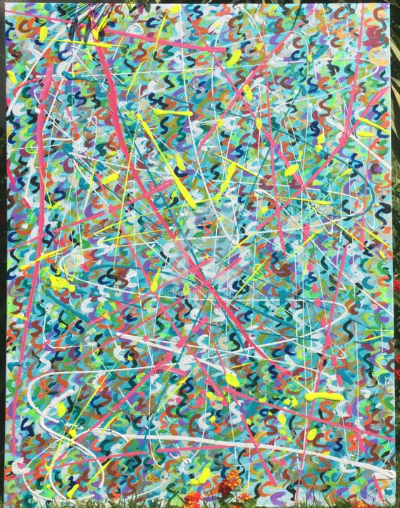 Painting titled "fusion-d-initiales.…" by Sam Leiv, Original Artwork, Acrylic