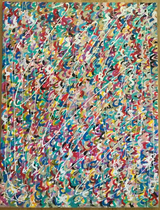Painting titled "Initiales" by Sam Leiv, Original Artwork, Acrylic