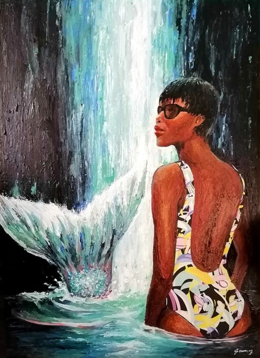 Painting titled "Mermaid" by Sammy Cheng, Original Art, Acrylic