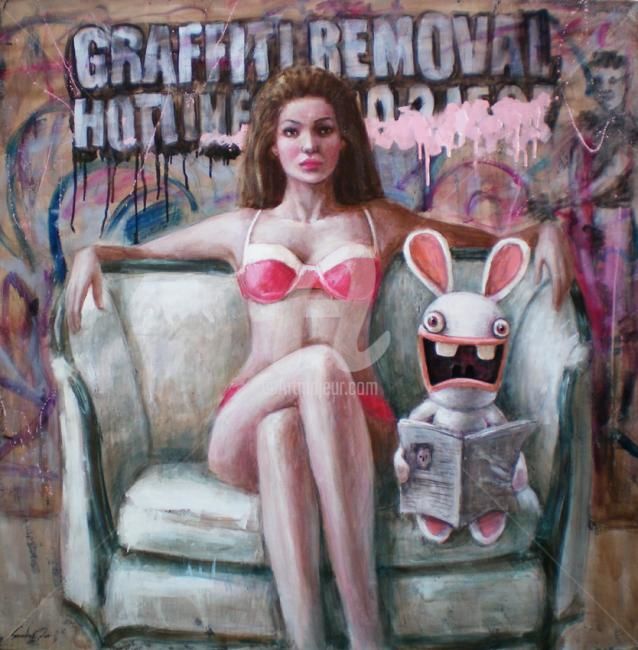 Painting titled "Graffiti hotline" by Samobrod Irina, Original Artwork