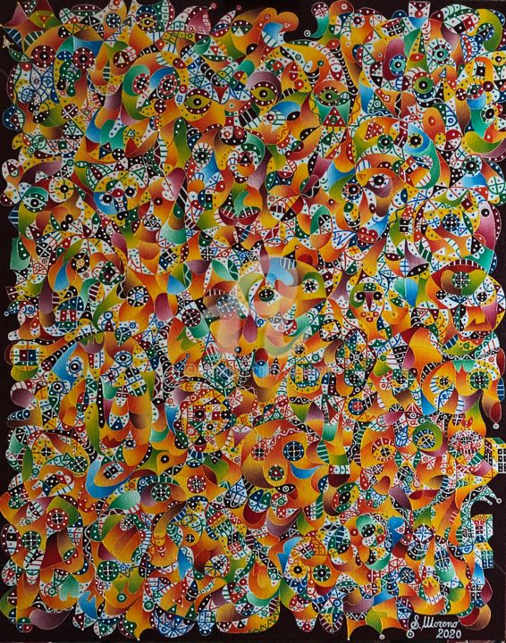 Ζωγραφική με τίτλο "LA FOI NOUS FAIT VI…" από Salvador  Moreno, Αυθεντικά έργα τέχνης, Λάδι Τοποθετήθηκε στο Ξύλινο φορείο σ…