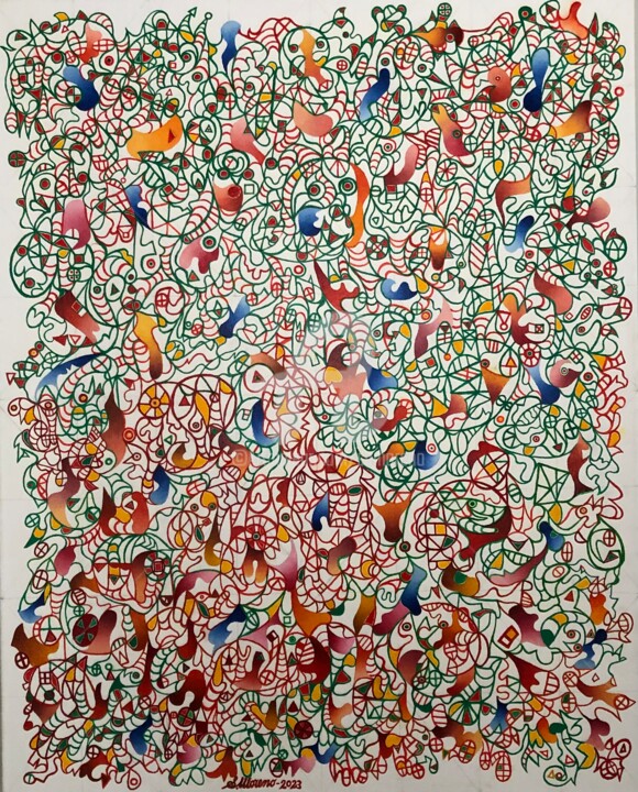 Картина под названием "L'AMITIE" - Salvador  Moreno, Подлинное произведение искусства, Масло Установлен на Деревянная рама д…
