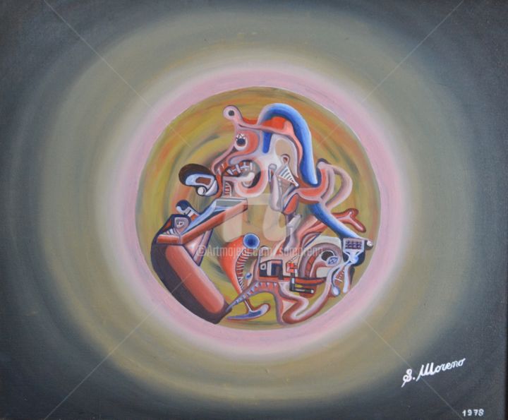 Pintura titulada "LA  MACHINE  VIVANTE" por Salvador  Moreno, Obra de arte original, Oleo