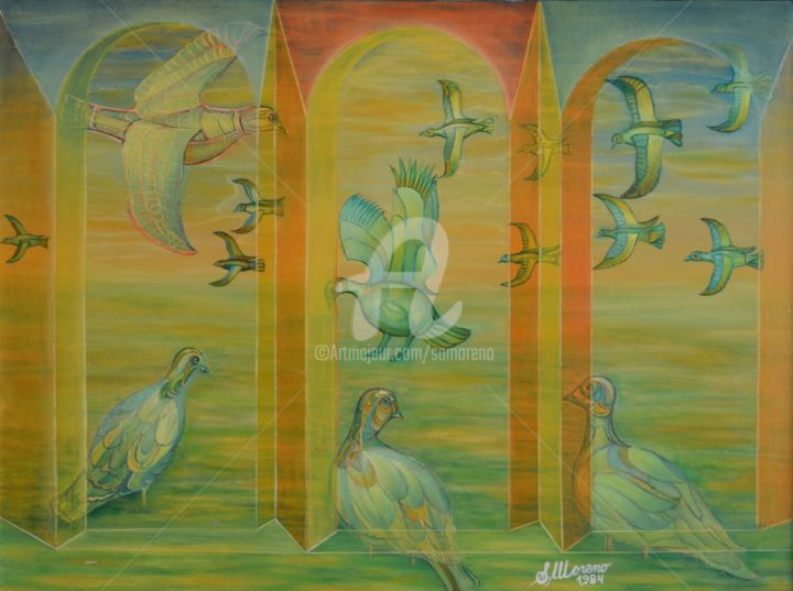 Pintura intitulada "S'EVADER" por Salvador  Moreno, Obras de arte originais, Óleo
