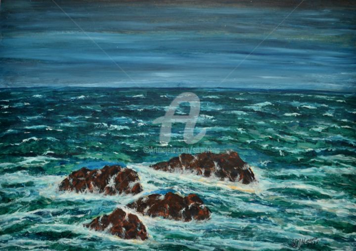 Painting titled "LA MER no3" by Salvador  Moreno, Original Artwork, Oil