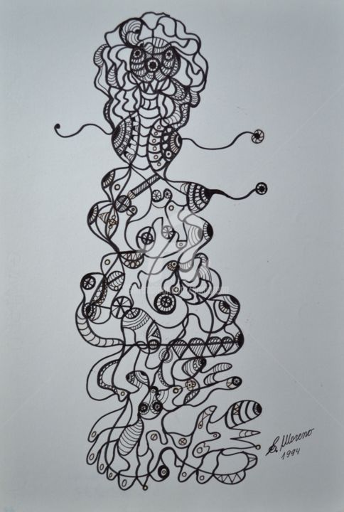 Drawing titled "HIERARCHIE" by Salvador  Moreno, Original Artwork, Marker