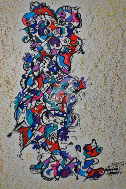 Dessin intitulée "LA FORCE DE L'ESPRIT" par Salvador  Moreno, Œuvre d'art originale, Marqueur