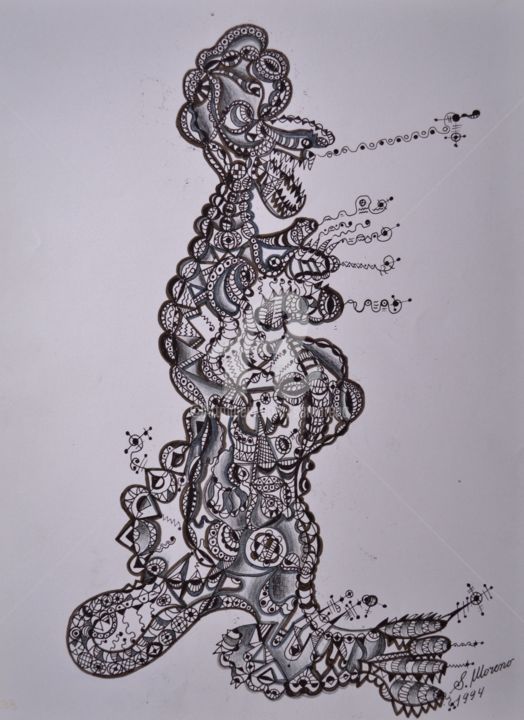 Drawing titled "UN ETRE PARALLELE" by Salvador  Moreno, Original Artwork, Other