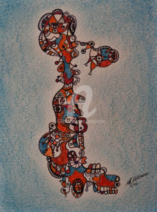 Zeichnungen mit dem Titel "ETRE DE FANTAISIE" von Salvador  Moreno, Original-Kunstwerk, Marker