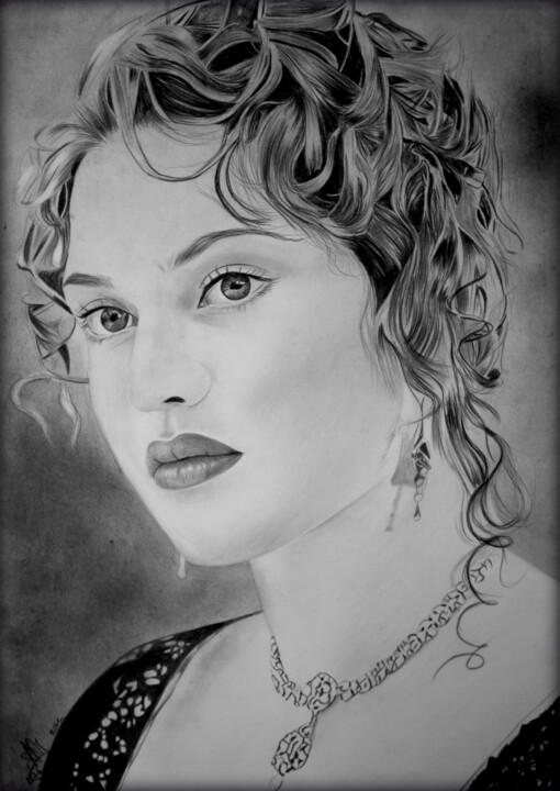 Desenho intitulada "portrait dessin kat…" por Samos17 Portraitiste, Obras de arte originais, Lápis