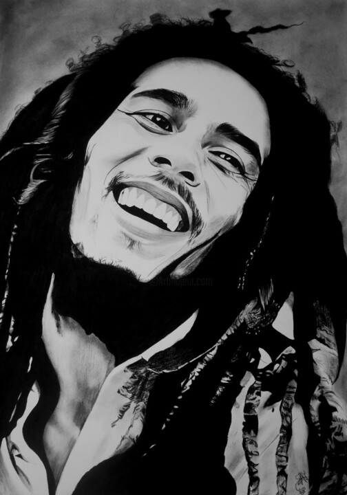 Dibujo titulada "Bob Marley" por Samos17 Portraitiste, Obra de arte original, Lápiz
