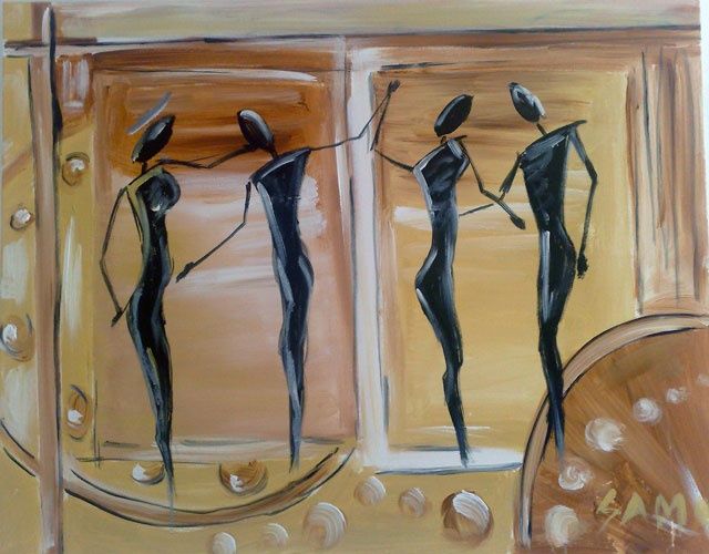 Painting titled "Dancing" by Samo, Original Artwork, Oil