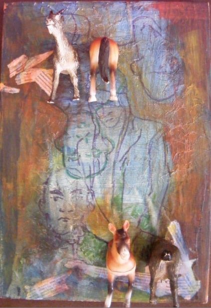 Painting titled "Animais I" by Sampaio Rosado, Original Artwork