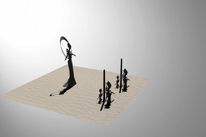 Цифровое искусство под названием "STATUE ANUBIA et Ce…" - Samuel De Cruz, Подлинное произведение искусства, 3D моделирование