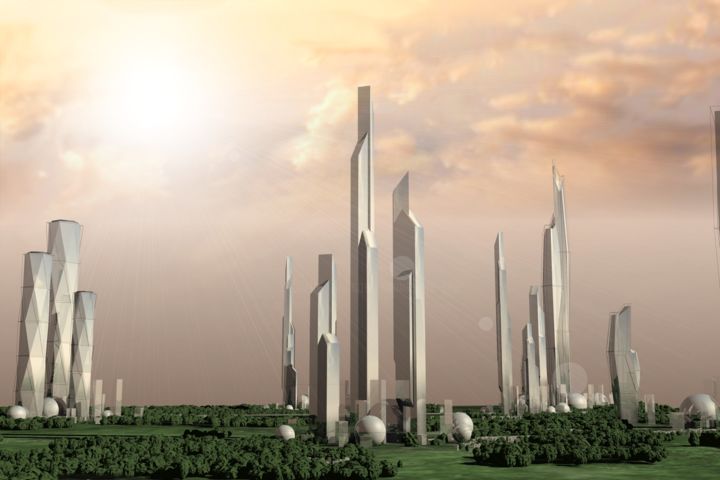 Digitale Kunst mit dem Titel "SKYLINES CITY 2.jpg" von Samuel De Cruz, Original-Kunstwerk, 3D Modellierung