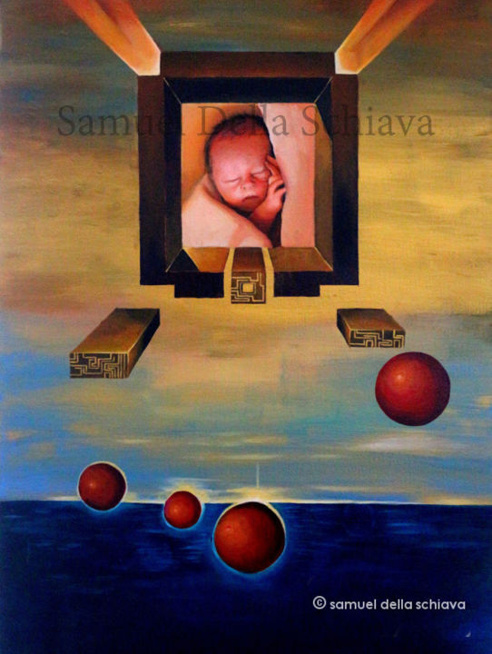 Ζωγραφική με τίτλο "Enfant-Horizon / Ch…" από Samuel Della Schiava, Αυθεντικά έργα τέχνης, Ακρυλικό