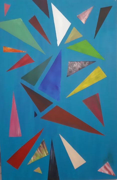 Painting titled "Triangle" by Samuel Rotnemer, Original Artwork, Acrylic