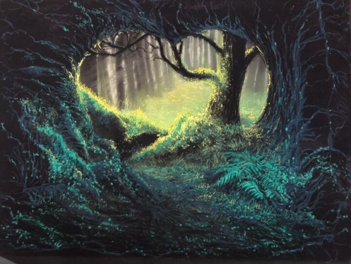 Dessin intitulée "Coeur Forestier" par Samuel Veillerette, Œuvre d'art originale, Pastel
