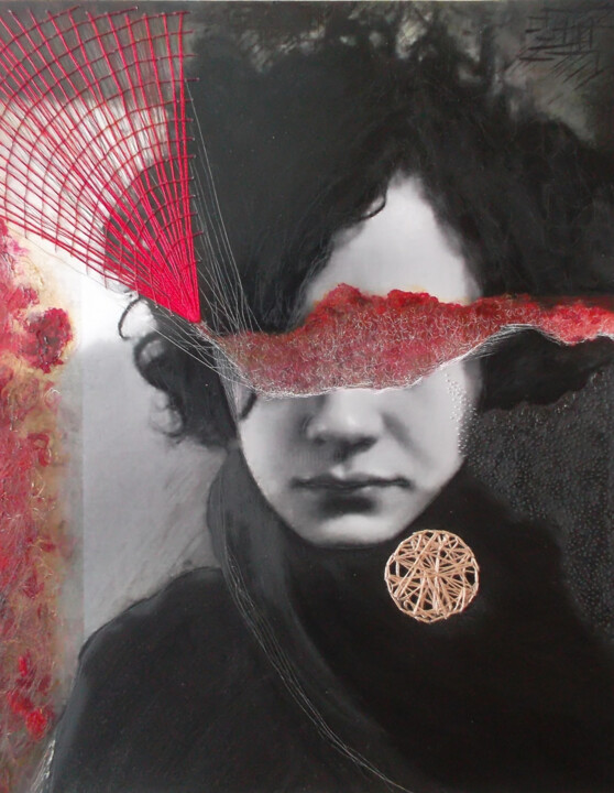 Collages intitolato "Blood in my eyes III" da Samy Sfoggia, Opera d'arte originale, Collages