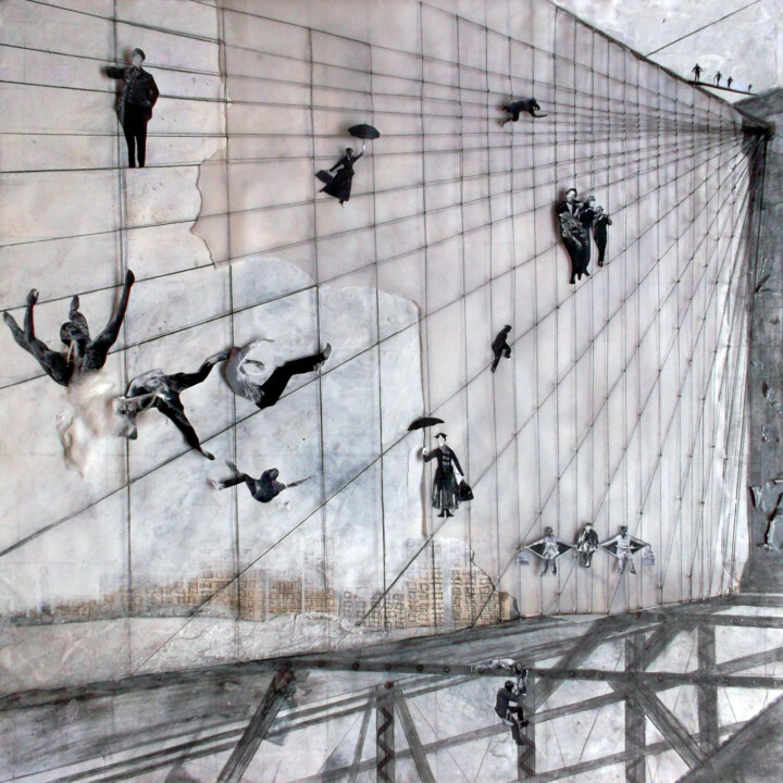 Desenho intitulada "Jogar-se no vazio" por Samy Sfoggia, Obras de arte originais, Grafite