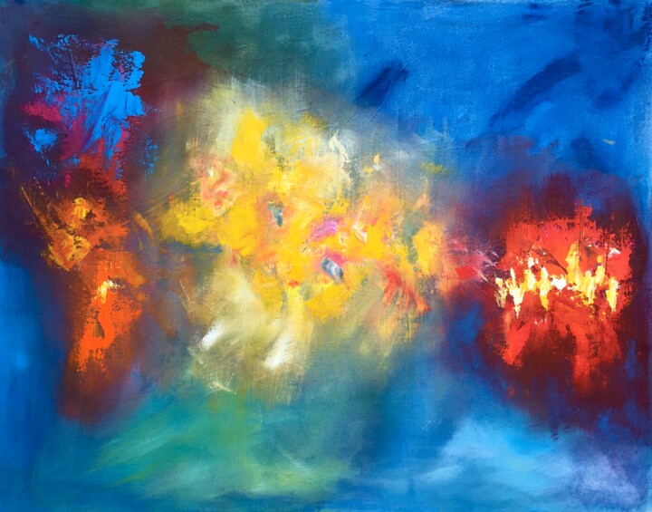 Painting titled "Chaos" by Sana Nisar, Original Artwork, Acrylic Mounted on Wood Stretcher frame