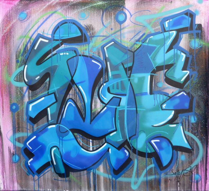 Painting titled "" Life "" by Saname, Original Artwork, Spray paint