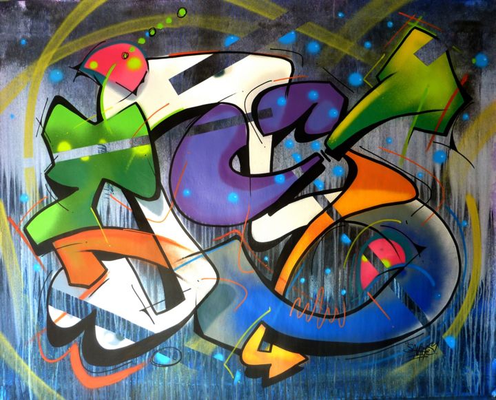 Painting titled "100 titres 36" by Saname, Original Artwork, Spray paint