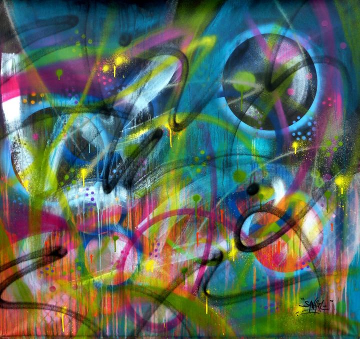 Peinture intitulée "Abstract 2102" par Saname, Œuvre d'art originale, Bombe aérosol