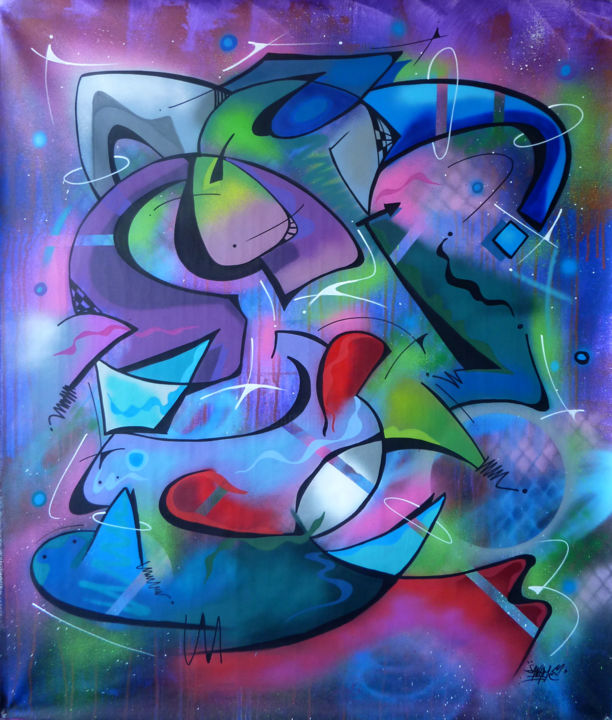 Painting titled "100 titres 52" by Saname, Original Artwork, Spray paint