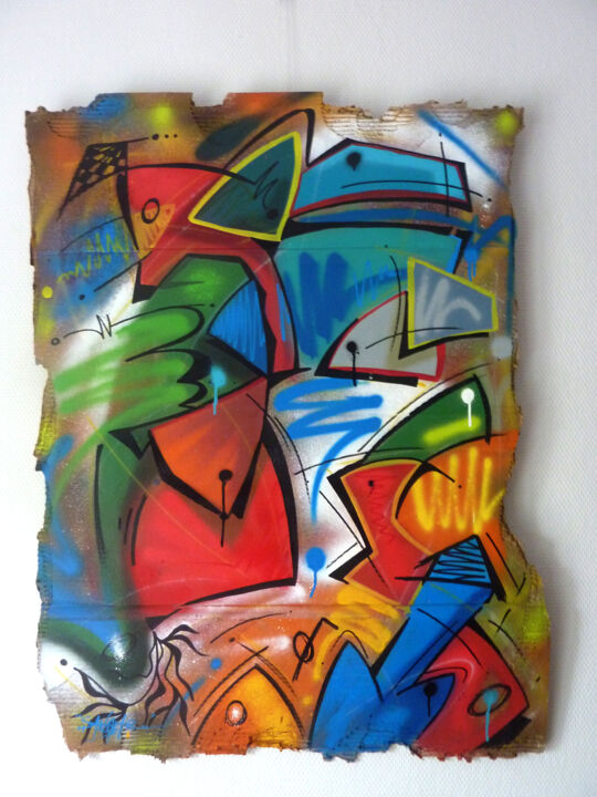 Schilderij getiteld "Fish 13" door Saname, Origineel Kunstwerk, Graffiti