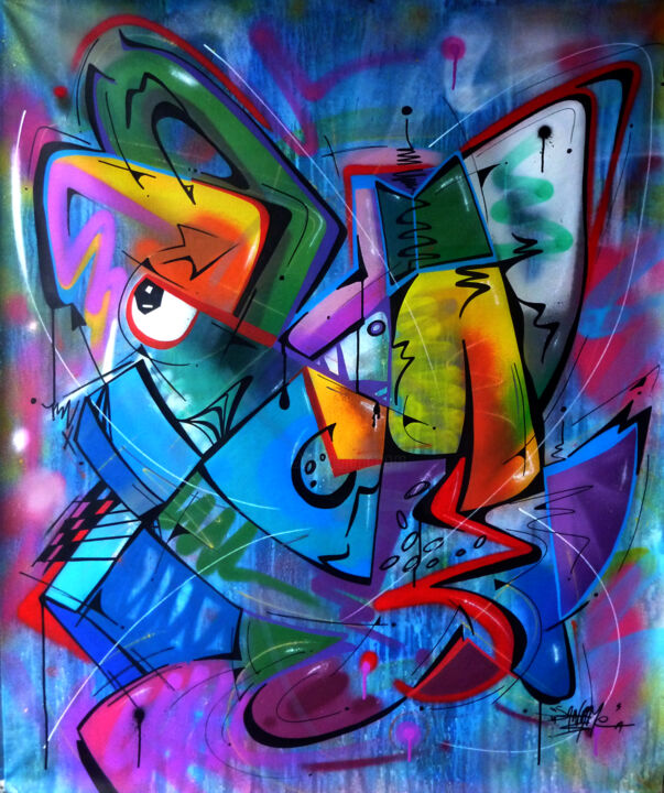 Painting titled "100 titres 68" by Saname, Original Artwork, Spray paint