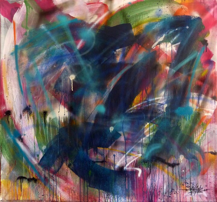 Painting titled "Abstract n°2302" by Saname, Original Artwork, Spray paint